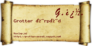 Grotter Árpád névjegykártya